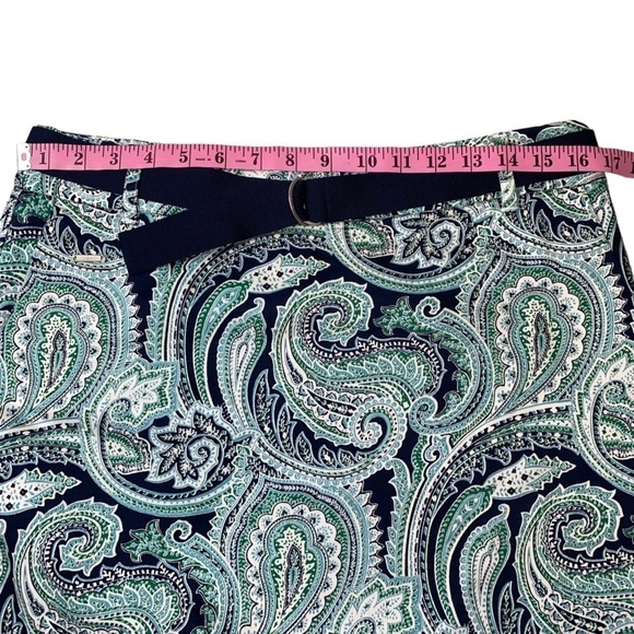 Liz Claiborne LizGolf Skort Blue Paisley with Belt and attached shorts Sz 8 - Picture 10 of 11